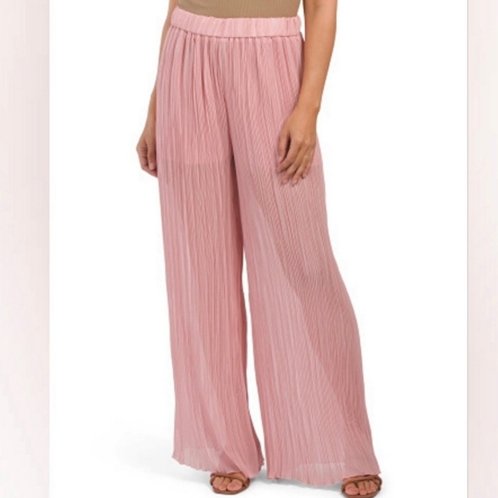 ZARA PINK PLEATED WIDE LEG PANTS